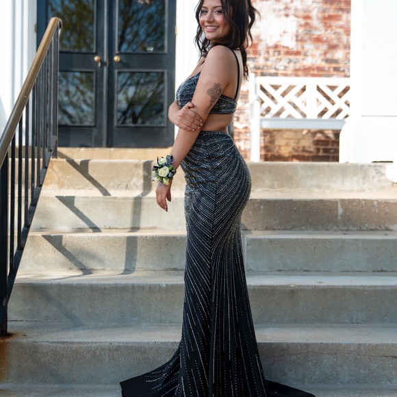 Elegant Black and Silver Evening Gown
